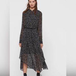 Allsaints Womens  Valeria Waterleo Midi Dress, Green